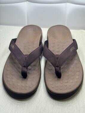 Vionic Wave Men's Size 10 Brown Orthotic Flip Flop Sandals C-0012SK Orthaheel